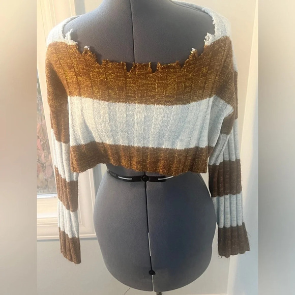 Urban Outfitters BDG Sz S slouchy long sleeve ribbed knit sweater ultra-cropped - Picture 5 of 14